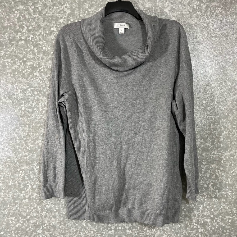 CJ Banks Gray Cowl Neck Sweater